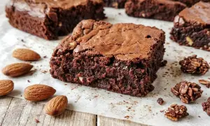 Saftige Brownies mit Mandeln, perfekt für ein einfaches Brownie Rezept.